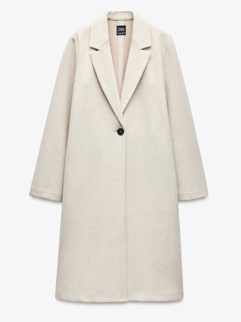 Zara Women’s Cream Single-Button Soft Coat